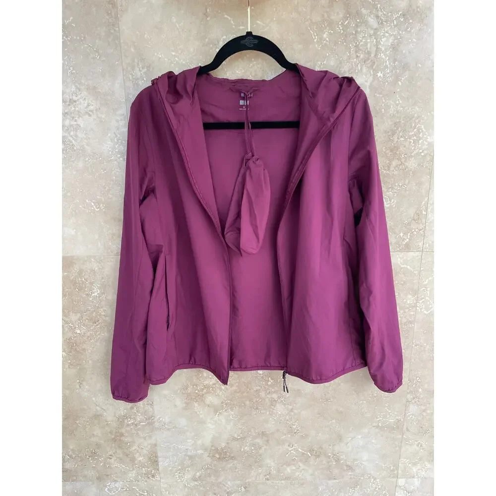 Uniqlo Jacket Packable Hooded Size M Purple Ultra Light Parka Outdoor Spring - Picture 4 of 9